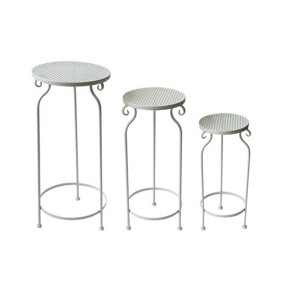 Blumentisch Celia 3er Set Metall Weiss Garten | Gartenmöbel-Sets | Gartenmöbel | Garten