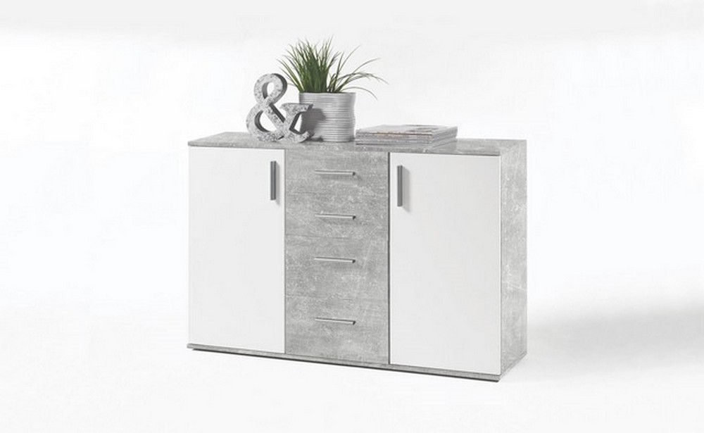Kommode Bobby Beton Weiss NB Kommoden Kommoden & Sideboards