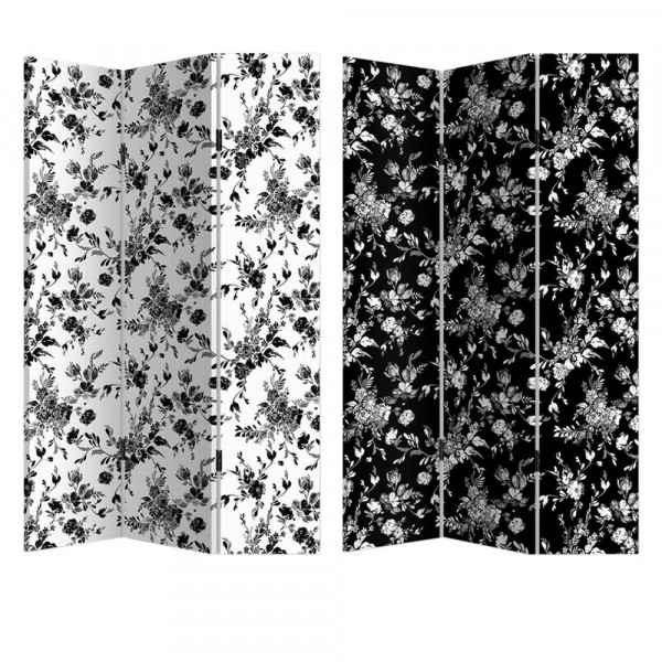 Paravent-Paravent Blumen Black & White-2220920-1