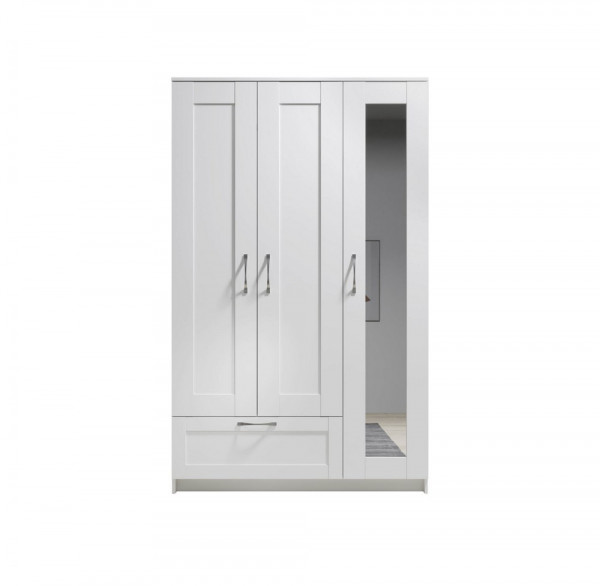 Kleiderschrank Salias 3türig Weiss NB mit Spiegeltür